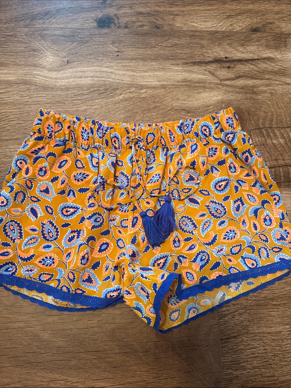 aerie Yellow Paisley Tassel Drawstring shorts. New. With tags.